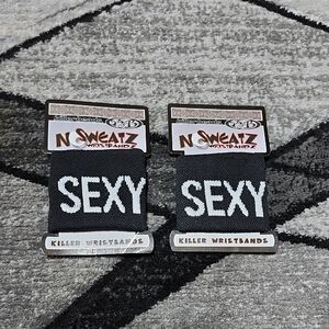 2 PC KILLER BEADS NO SWEATZ BLACK UNISEX "SEXY" SWEATBAND WRIST WRAPS/BANDS